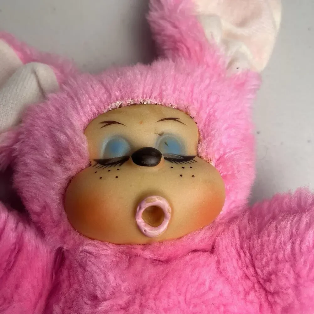 Vintage 1977 Russ Berrie Bon Bon Pink Thumb Sucker Plush Stuffed Animal 12